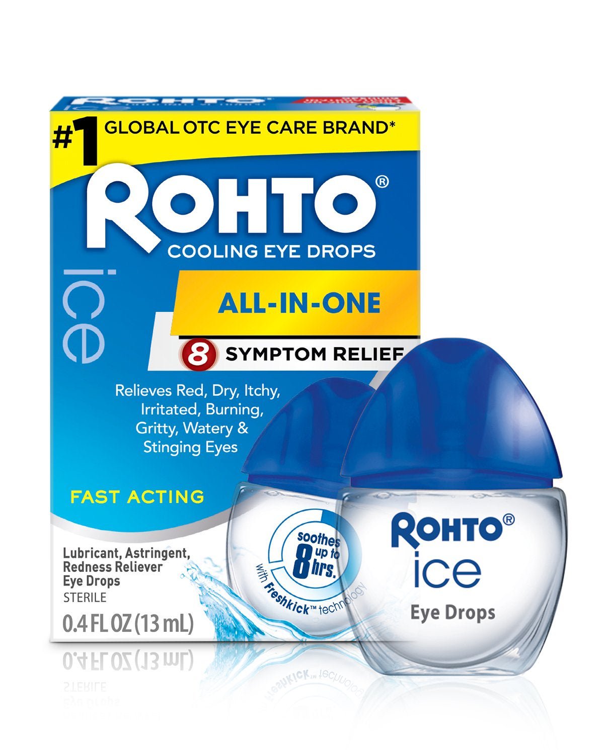 Rohto® Cooling Eye Drops All-In-One, 0.4-ounce Dropper Bottle