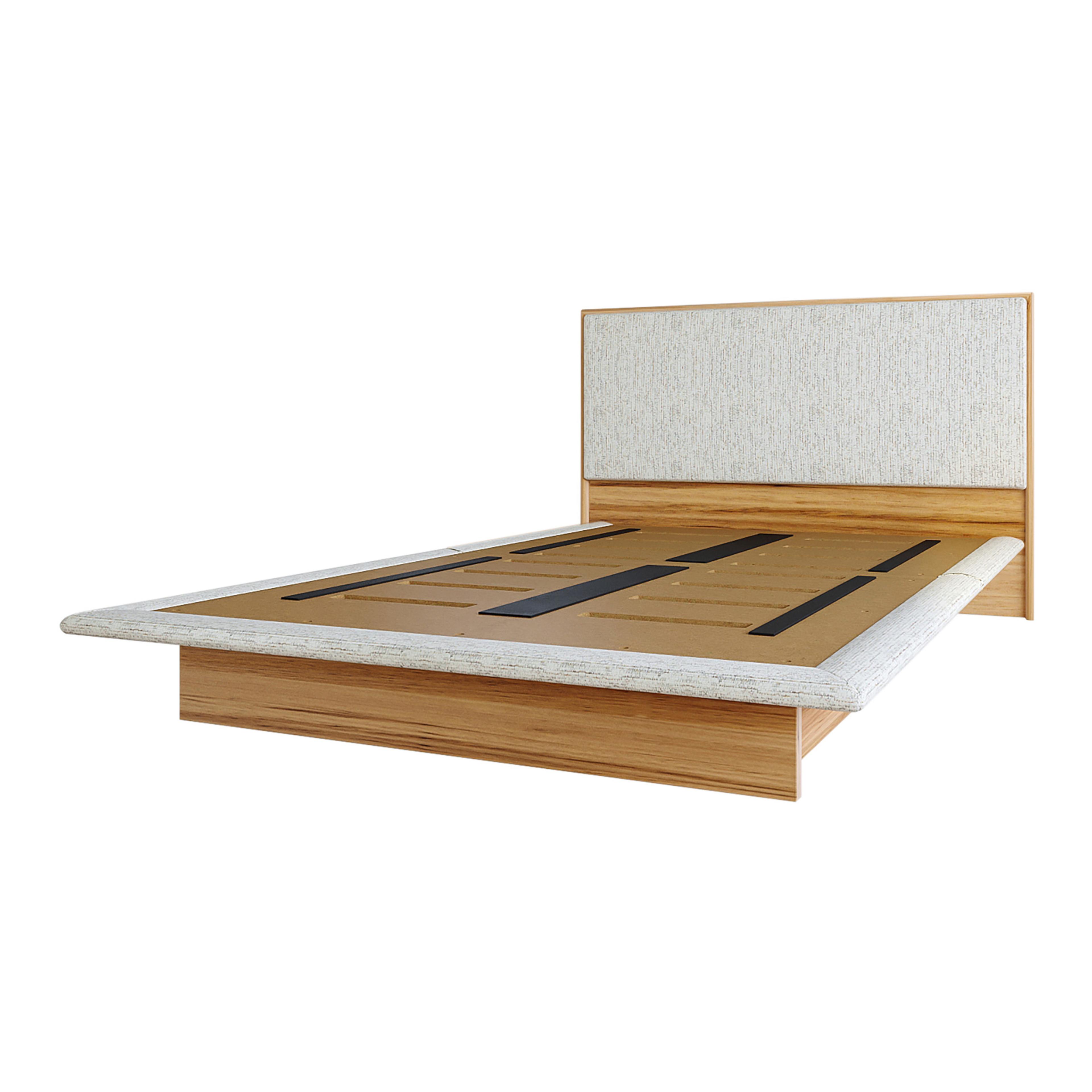 Product image of the  Soho Bed Frame, W/ Narrow Headboard & Upholstered Base, Light Ash-Montague Alabaster from Forty Winks