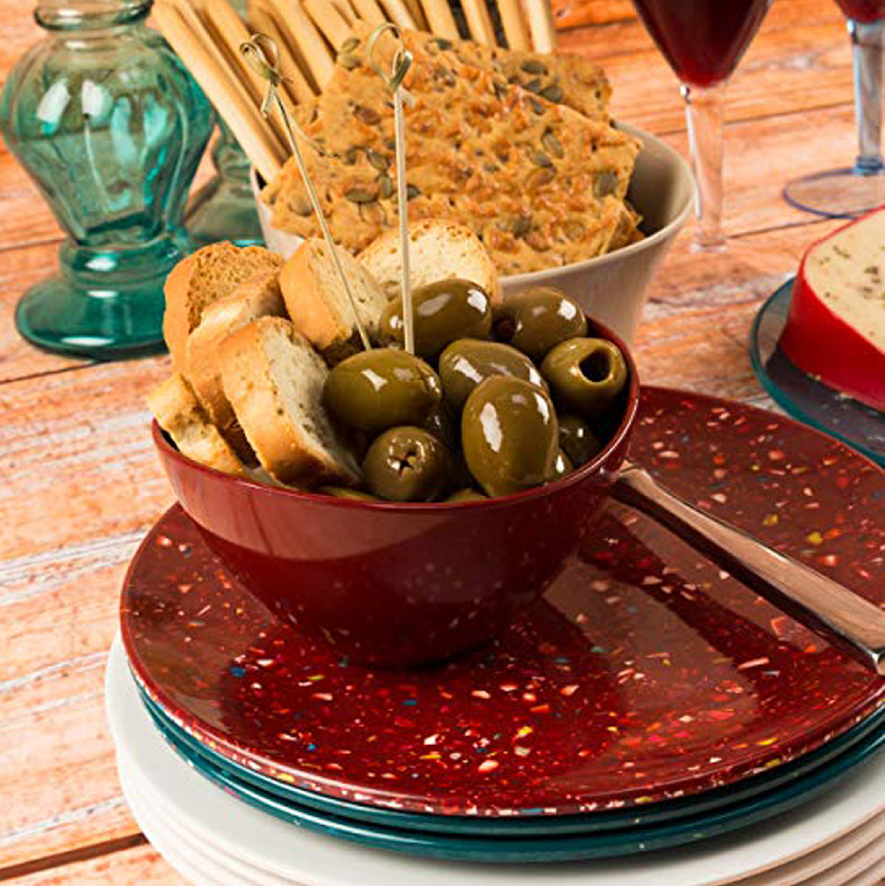 Confetti Salad Plate, Peacock, 6-piece set slideshow image 5 Confetti Salad Plate, Peacock, 6-piece set slideshow image 5