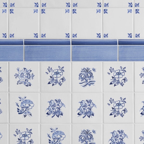 17th century: maiolica de delft | mezza corner | fleur de lys 