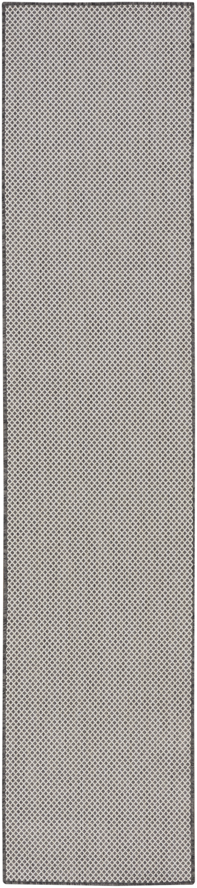 Nourison Courtyard 2'2" x 10' Ivory Charcoal Modern Rug