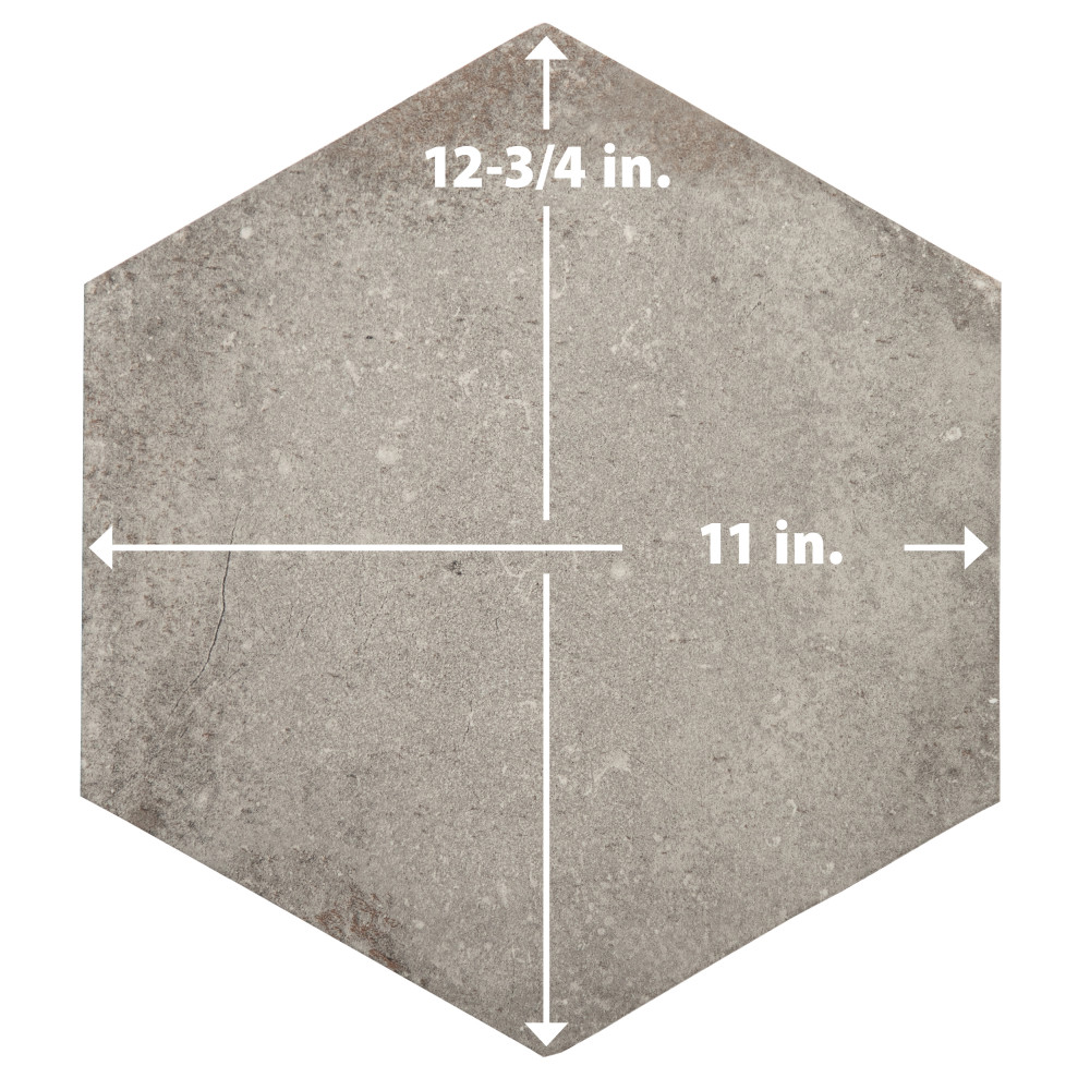 D’Anticatto Hex Grigio 11 in. x 12-3/4 in. Porcelain Floor and Wall Tile