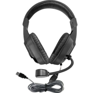 WorkSmart Plus Deluxe Headset - USB with Boom gooseneck microphone, padded headband Leatherette ear cushions