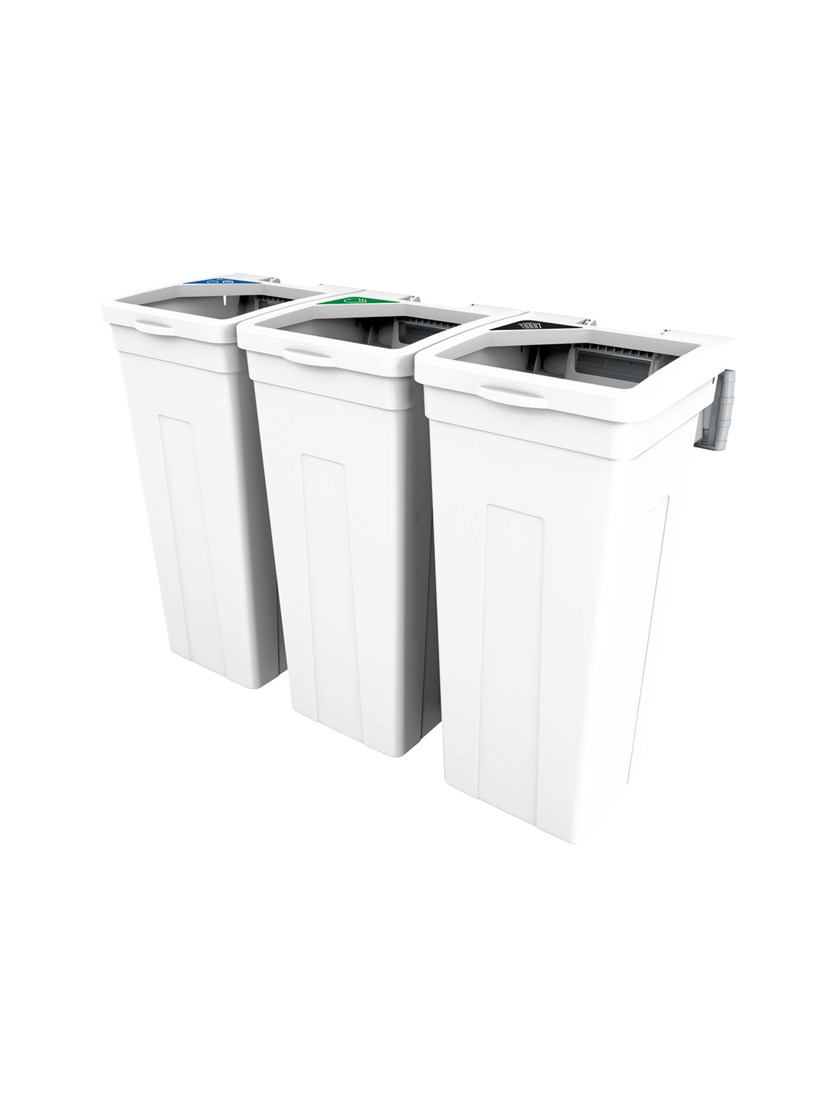 RISE – Triple – Kit – Cans & Bottles-Paper-Waste – Full-Full-Full – White-White-White