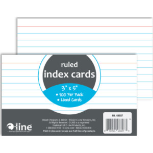 Index Cards, 3" x 5", White, Pack of 100