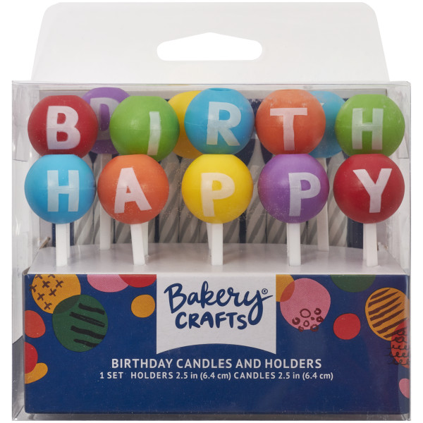 3D Round Happy Birthday Letters Candle Holder