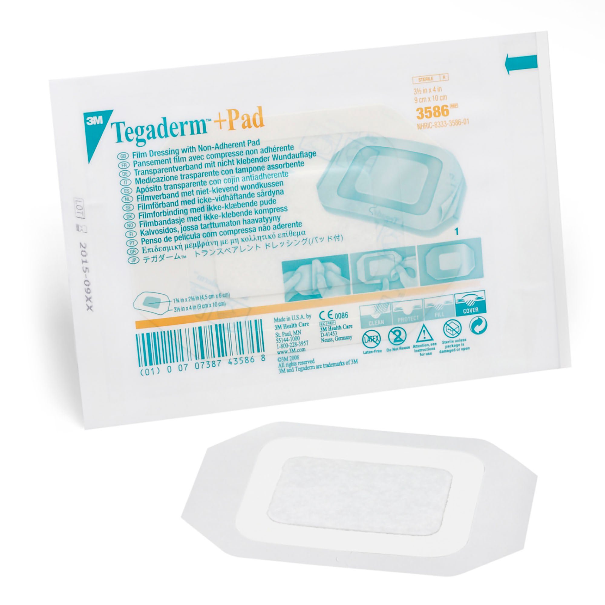 3M™ Tegaderm™ Transparent Film Dressing with Pad, 3.5 x 4 Inch