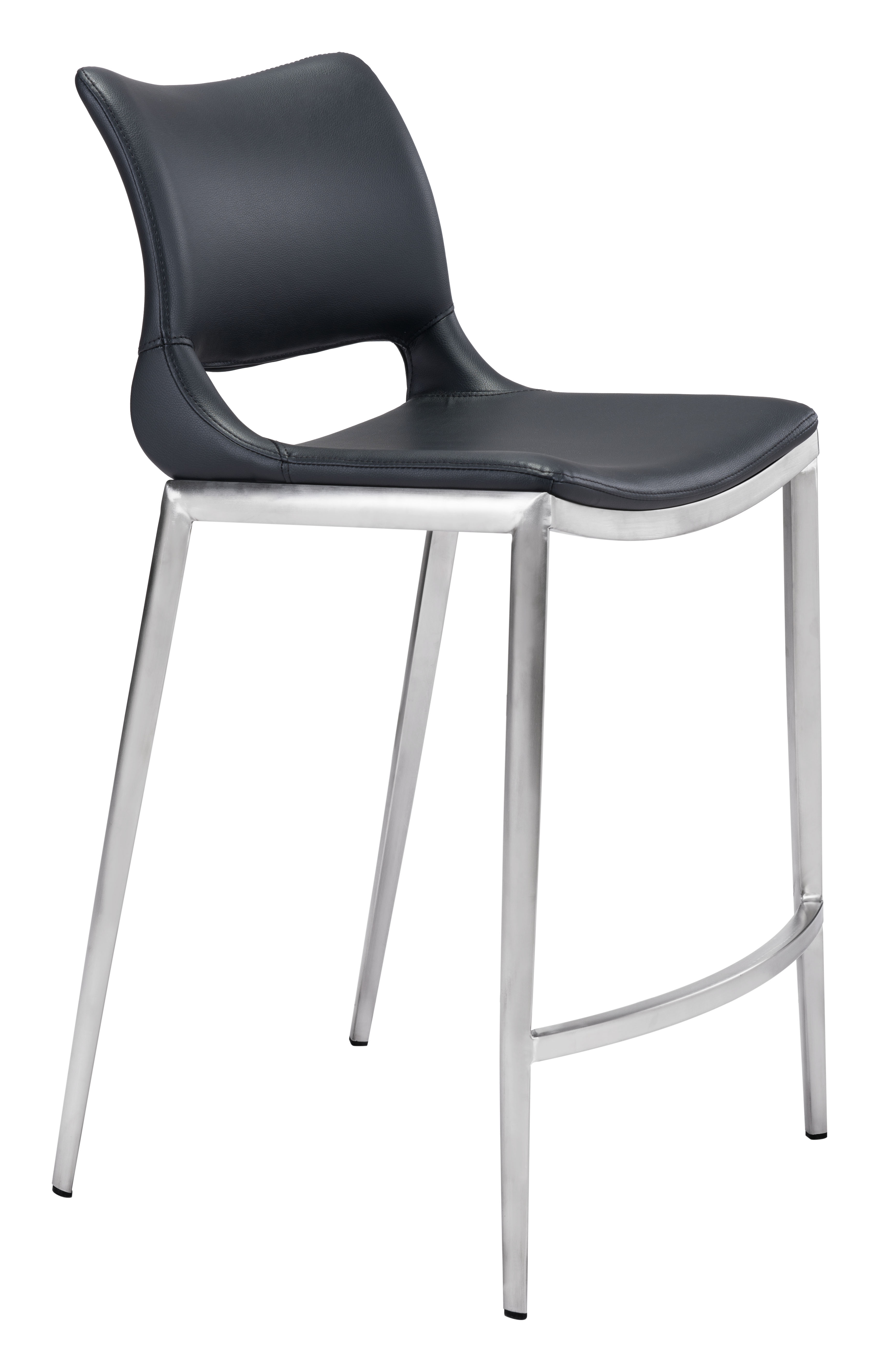Ace Counter Stool (Set of 2) Black & Silver product image