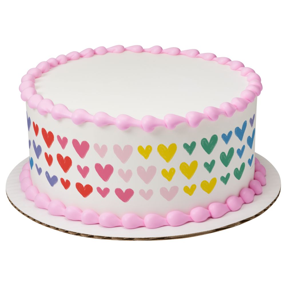 Image Cake Bright Rainbow Hearts