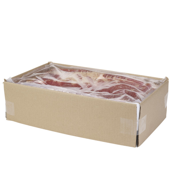 OLD SMOKEHOUSE(r) Bacon, Applewood, Bulk, Sliced, 13/17 Style, 15 lb . C1RM - Front Right Open Case (Hi Res)