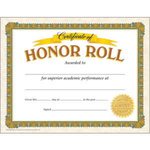 Honor Roll Classic Certificates, 30 ct