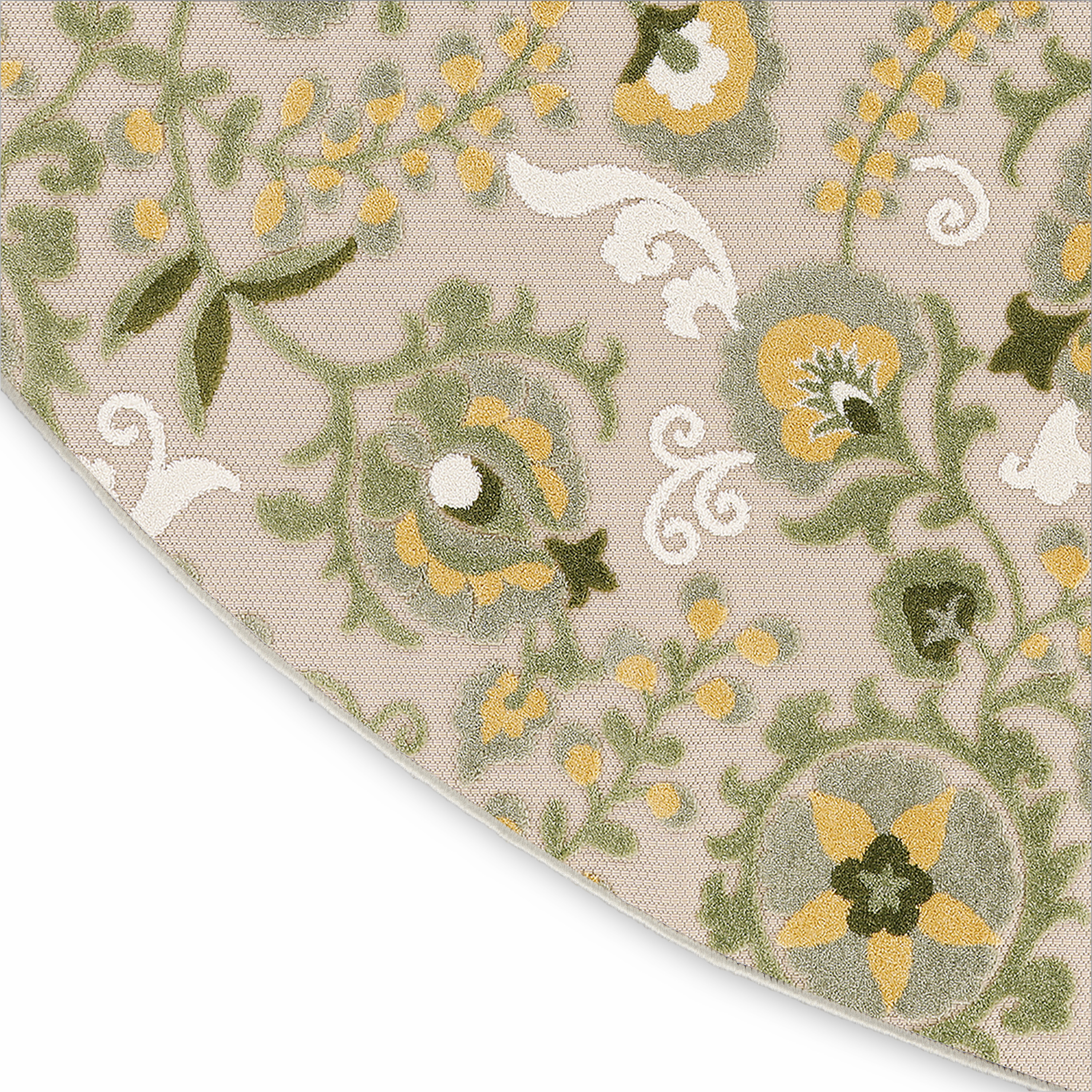 Nourison Aloha 5'3" x Round Ivory Green Outdoor Rug