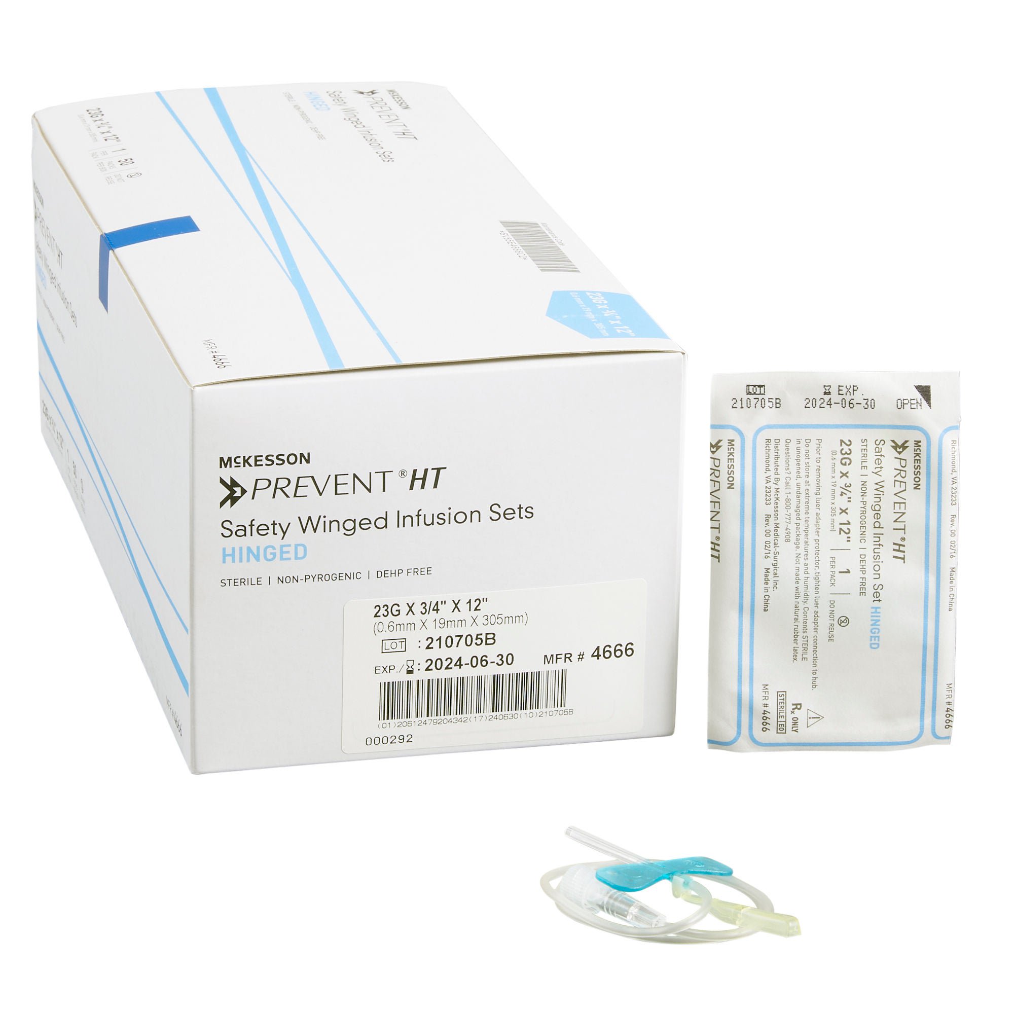 McKesson Prevent® Safety Winged Infusion Set, 23 Gauge