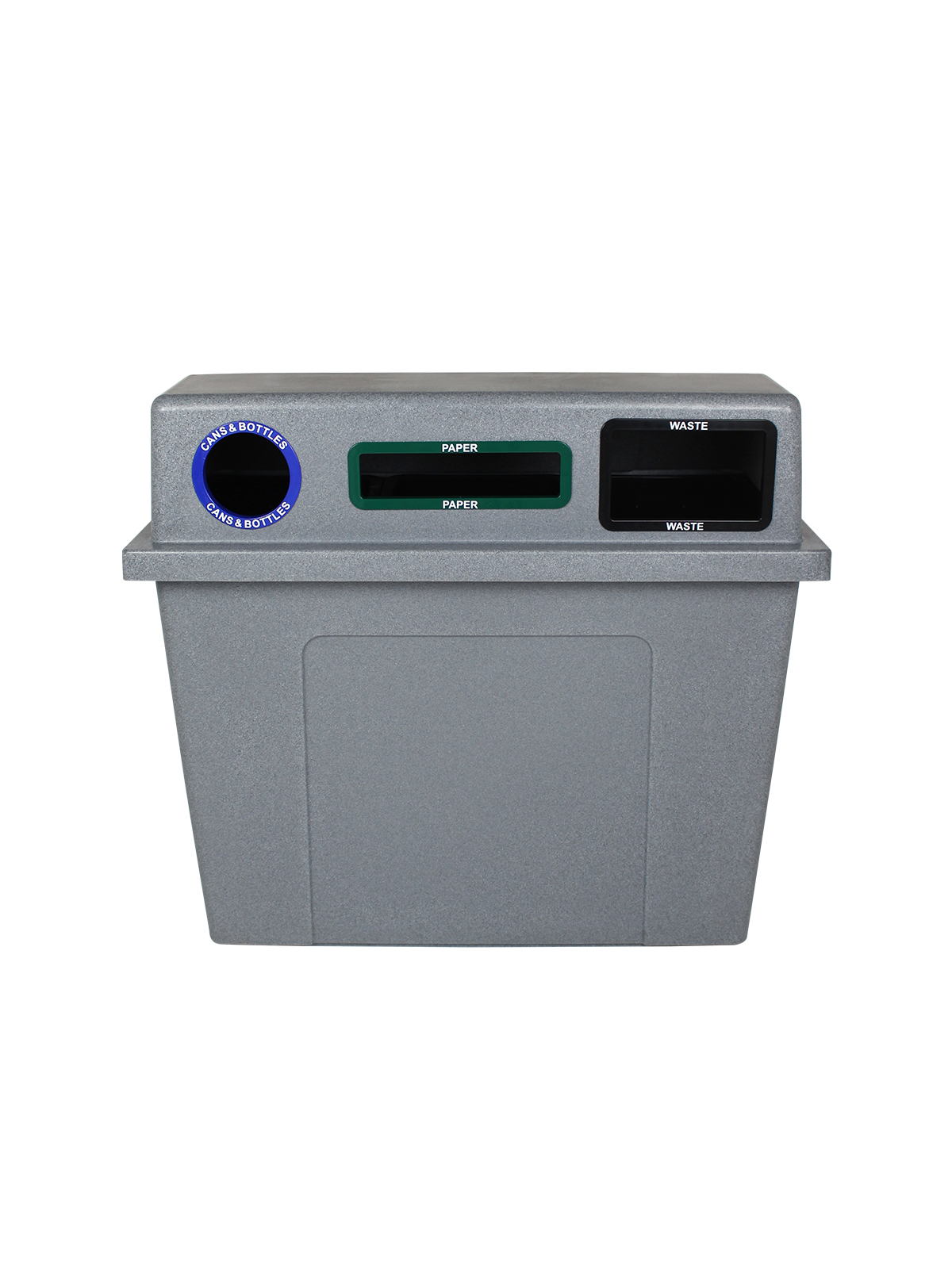 SUPER SORTER – Triple – Kit – Cans & Bottles-Paper-Waste – Circle-Slot-Full – Greystone