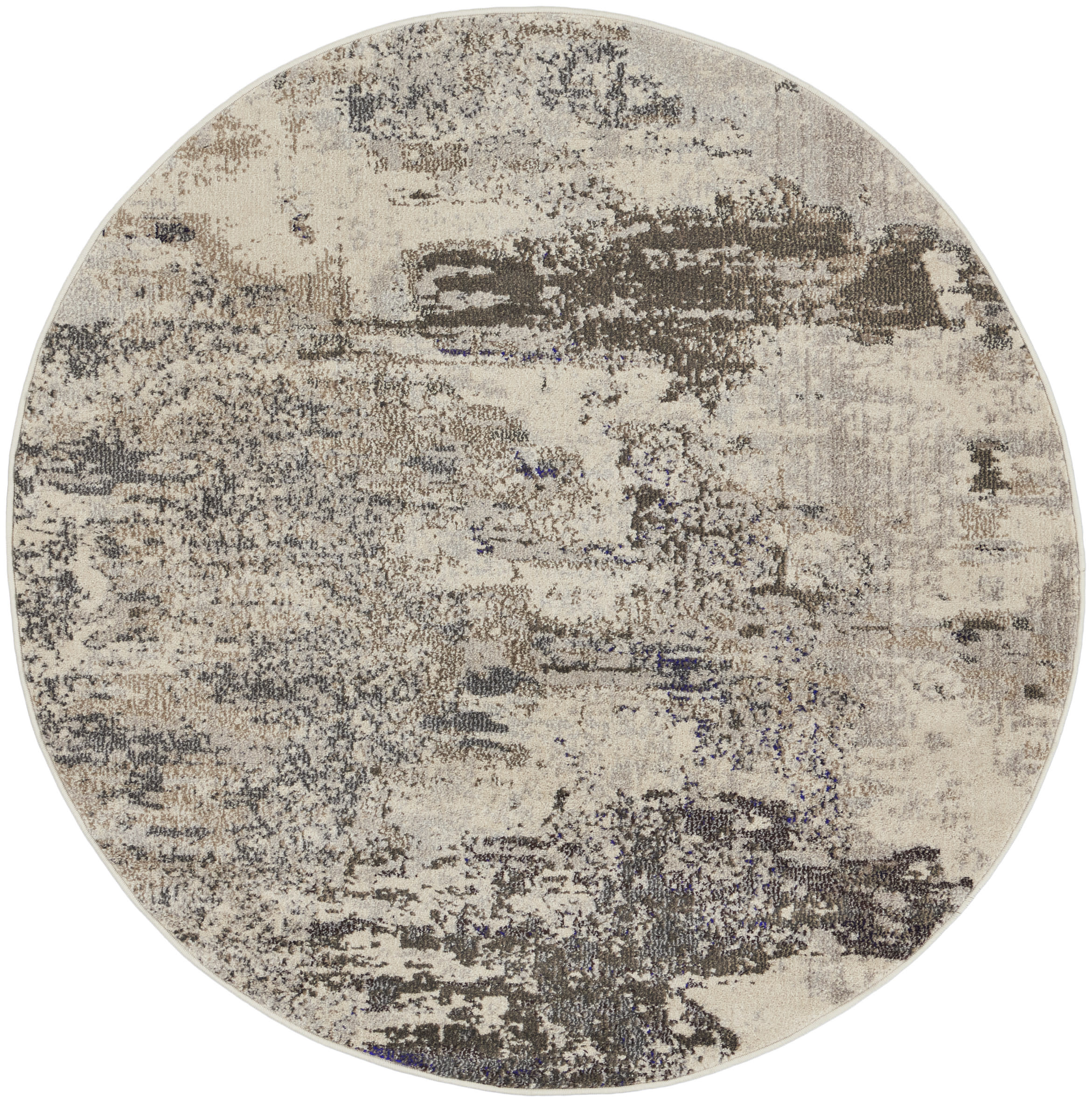 Nourison Celestial 4' x Round Ivory Grey Modern Indoor Rug