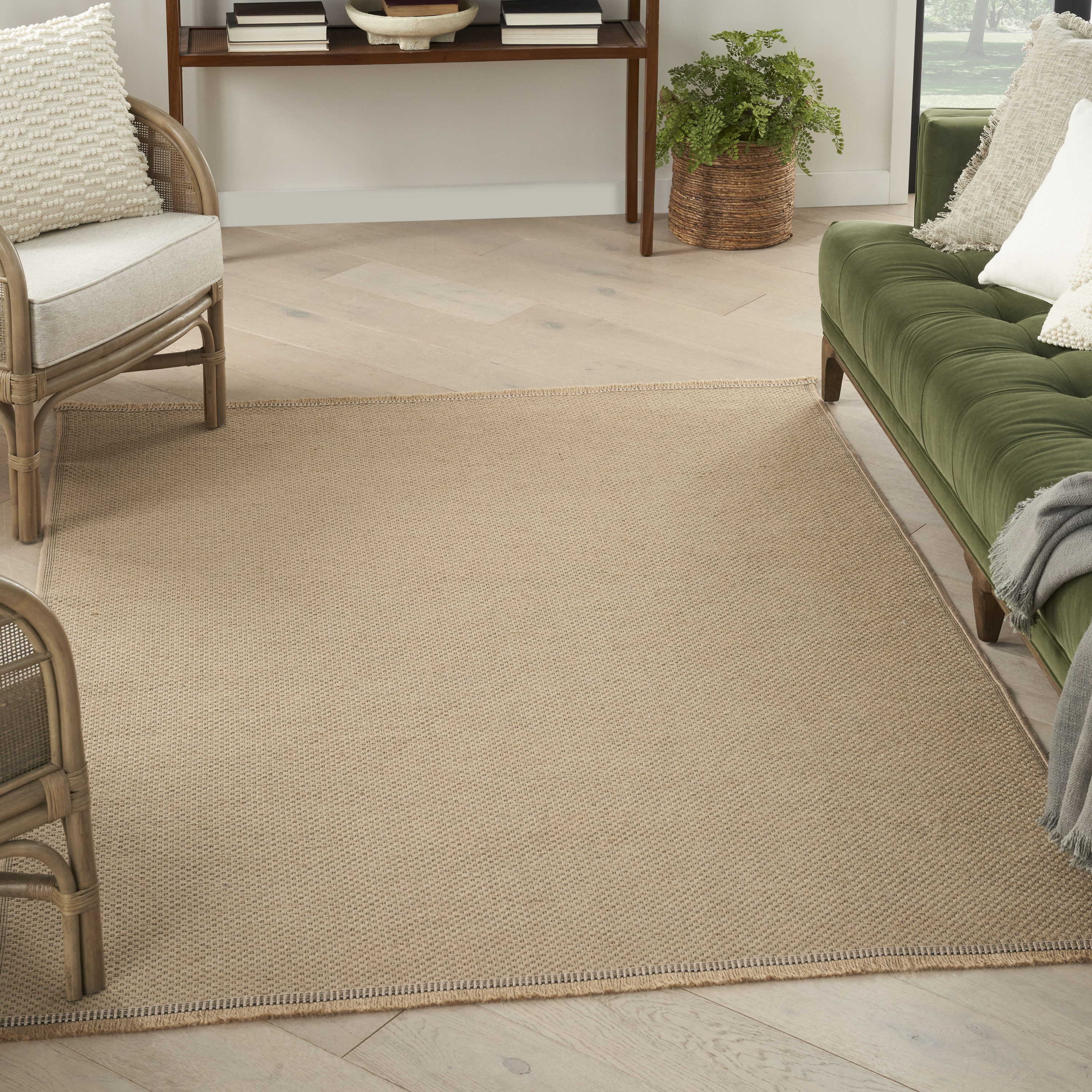 Nourison Washable Jute 5'3" x 7'3" Natural Modern Indoor Rug