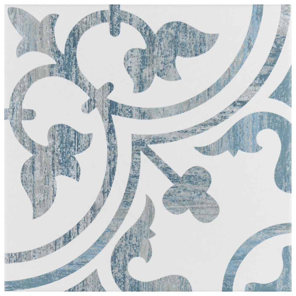 Cassis Arte Blue 9-3/4 in. x 9-3/4 in. Porcelain Floor and Wall Tile