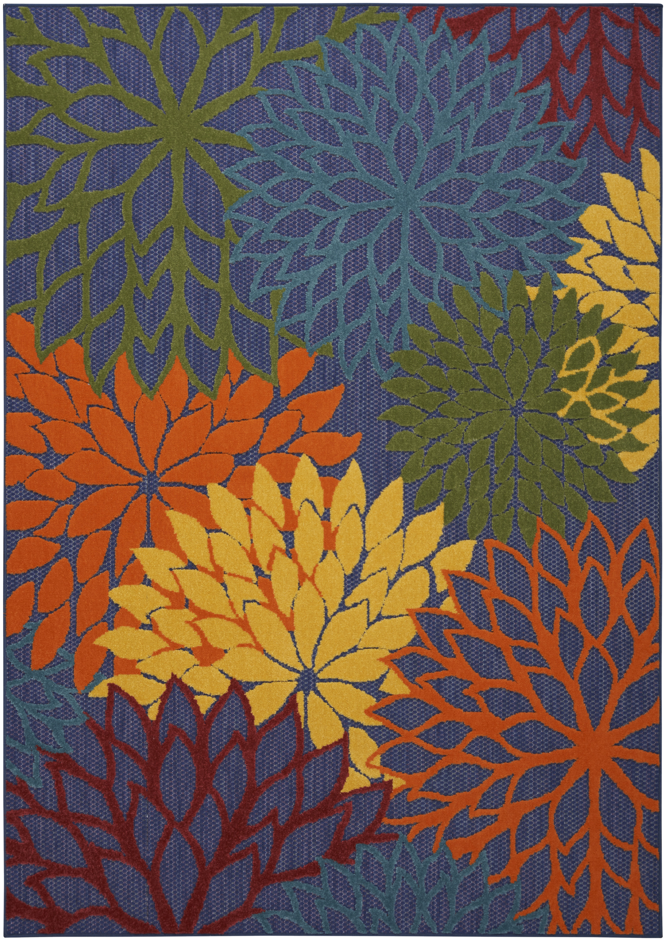 Nourison Aloha 6' x 9' Navy Multicolor Outdoor Rug
