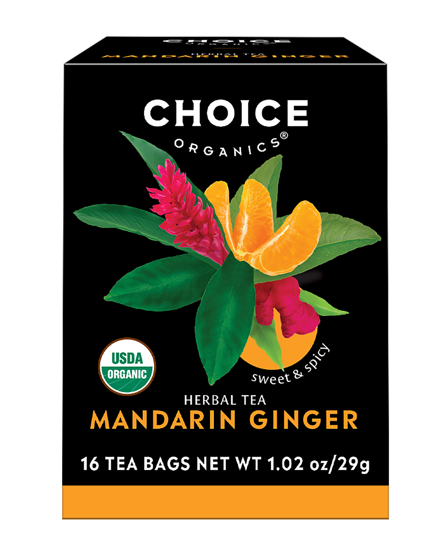 Choice Organics - Organic Mandarin Ginger Tea (6 Pack) - Organic Herbal Tea - 96 Tea Bags