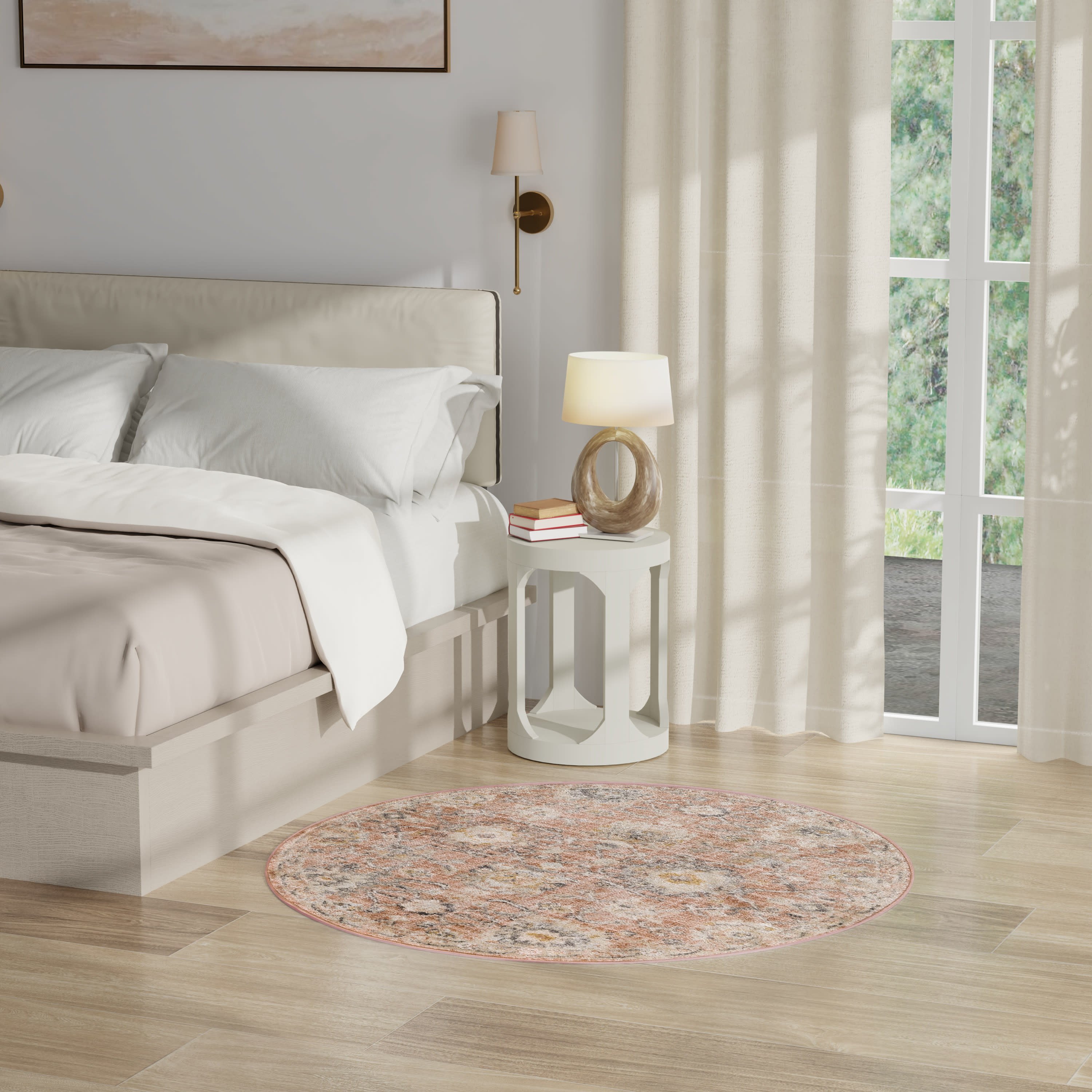Nourison Oushak Home 4' x Round Rust Vintage Indoor Rug