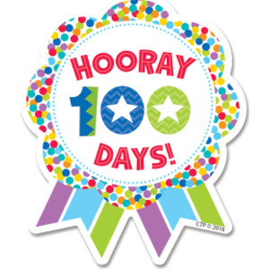 Hooray 100 Days! Ribbon Reward Self-Adhesive Badges, Pack of 36