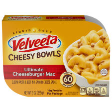 Velveeta Cheesy Bowls Ultimate Cheeseburger Mac Savory Cheese Sauce Microwavable Meal, 9 oz Tray