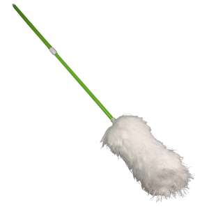 Impact, Microfiber Duster 30-45" Extendable Twist-and-Lock, Green Handle, White Duster, Microfiber, White, 12 in