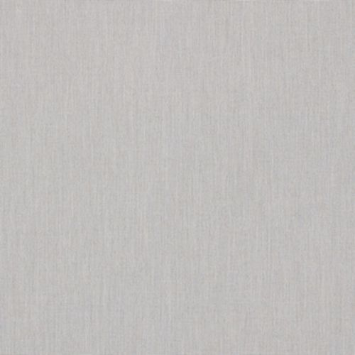 Light-gray woven fabric wallpaper covers a wall; its subtle vertical texture lies flat and unblemished, softly illuminated by diffuse light, suggesting a neutral, minimal interior surface.