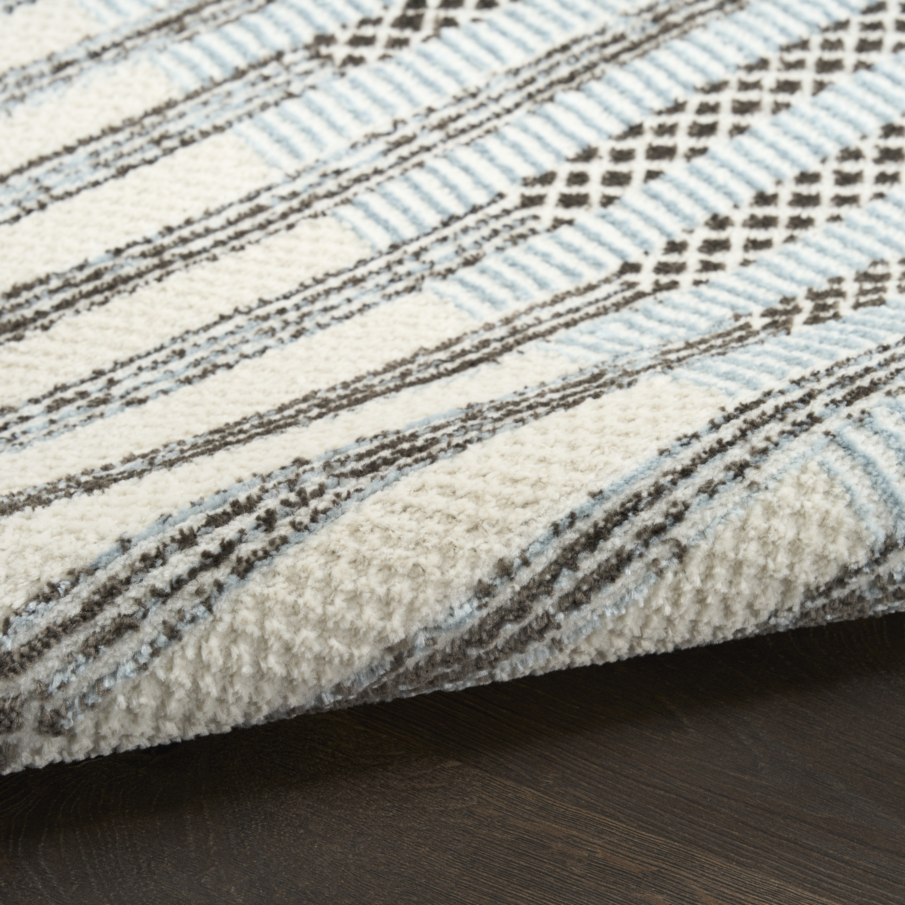 Nourison Nordic 2' x 6' Ivory Blue Modern Indoor Rug