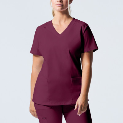 Landau ProFlex LT105 Women&#8216;s 3-Pocket Side Panel V-Neck Medical Scrub Top-Landau