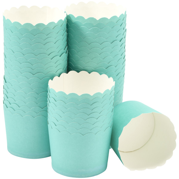 Turquoise Scalloped Baking Cups
