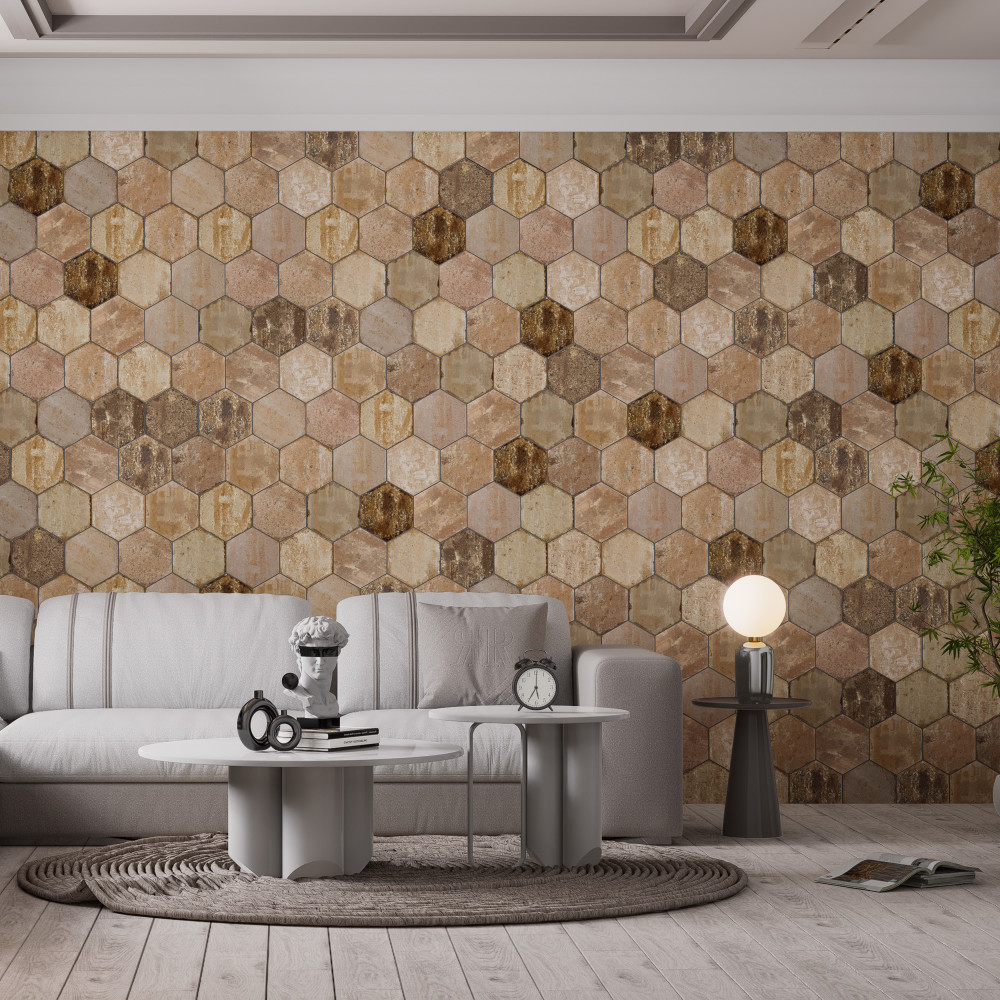 Brickyard Hex Beige 8.5x9.88 Hexagon Porcelain Floor and Wall Digital Pattern
