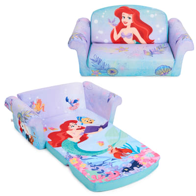 Marshmallow Furniture, Children's 2-in-1 Flip Open Foam Compressed Sofa, Disney's The Little Mermaid