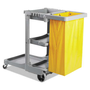 Boardwalk, Janitor's Cart, 4 Shelves, 1 Bin, Gray