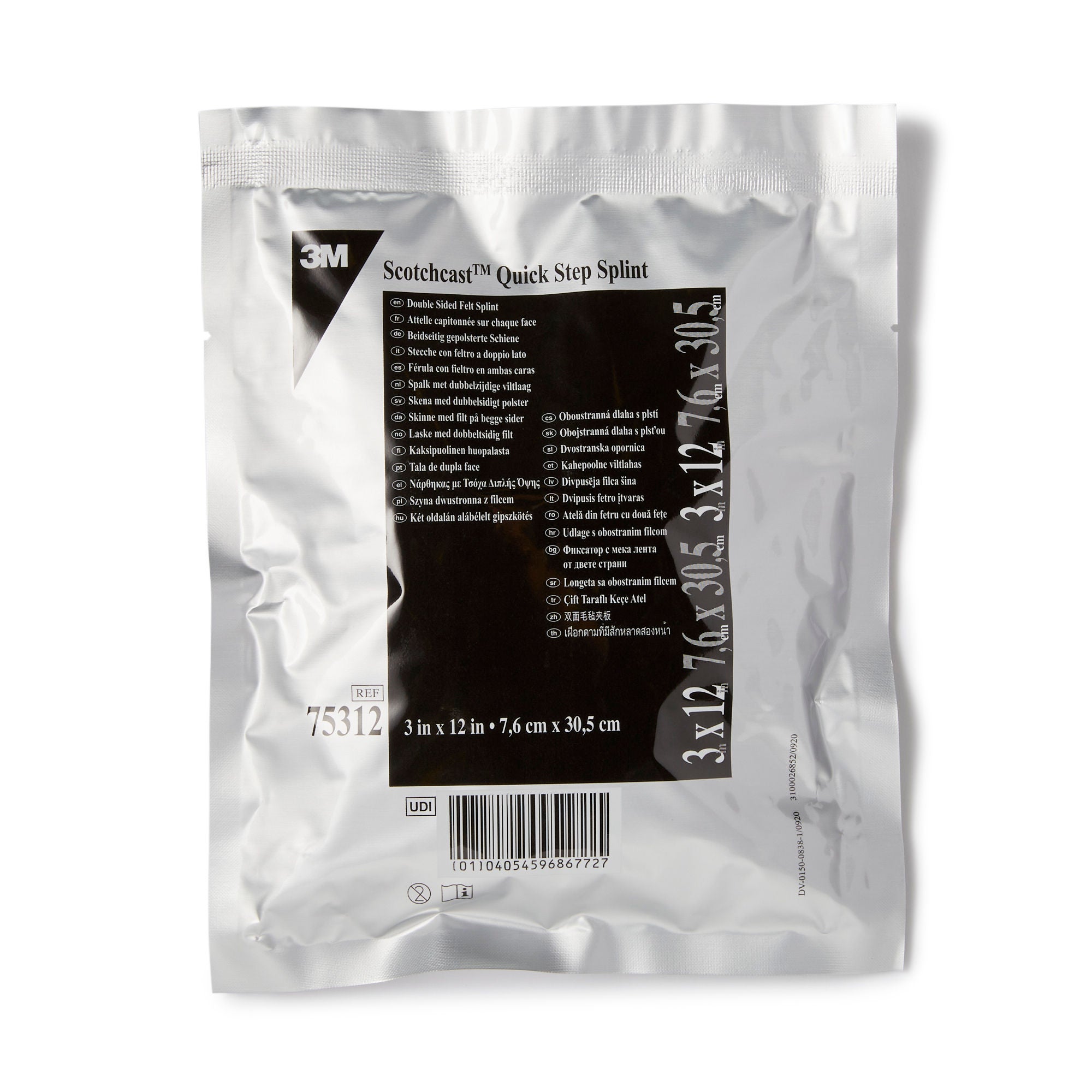3M™ Scotchcast™ Quick Step Double Sided Felt Padded Splint, 3 x 12 Inch