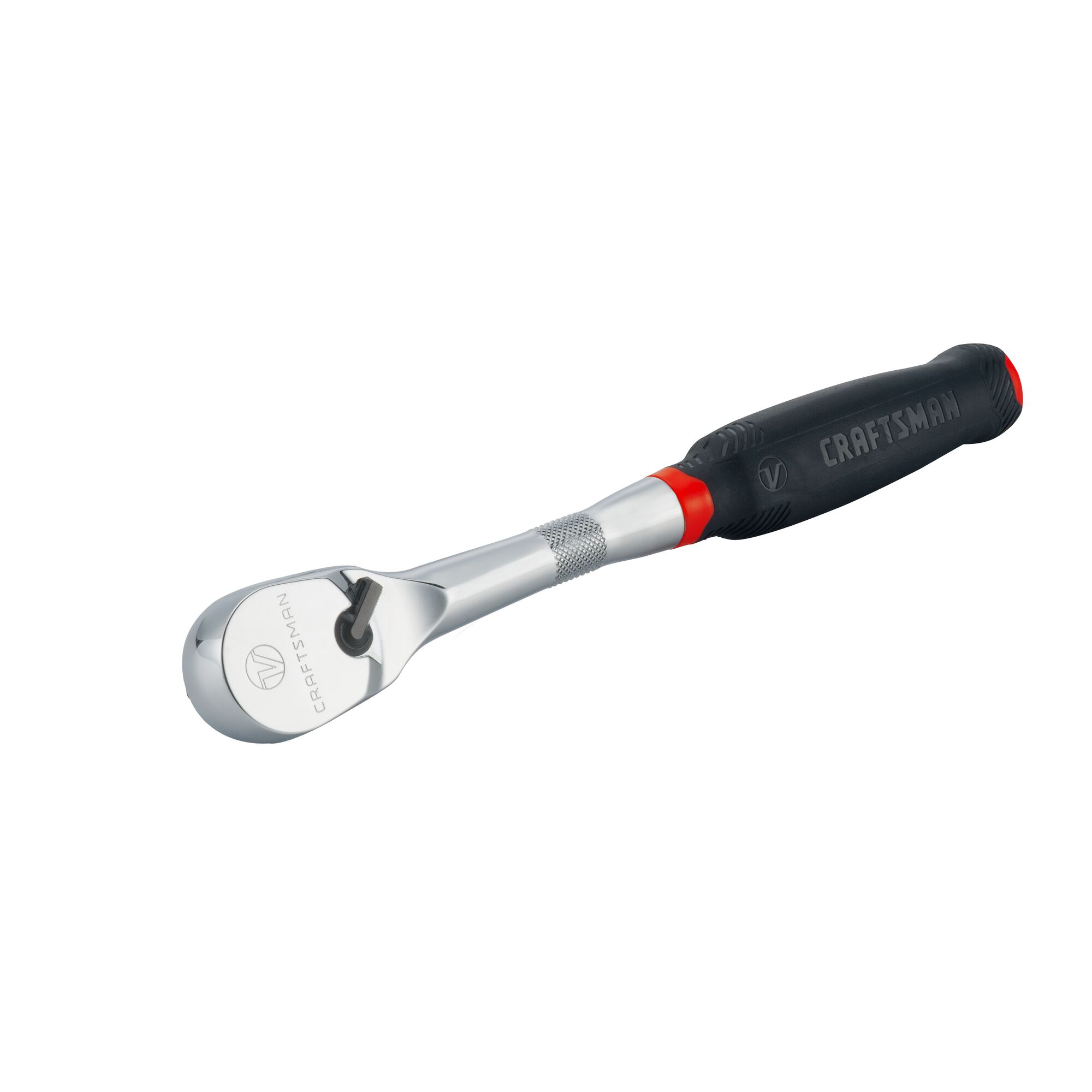 Right profile of V series half inch drive comfort grip ratchet.