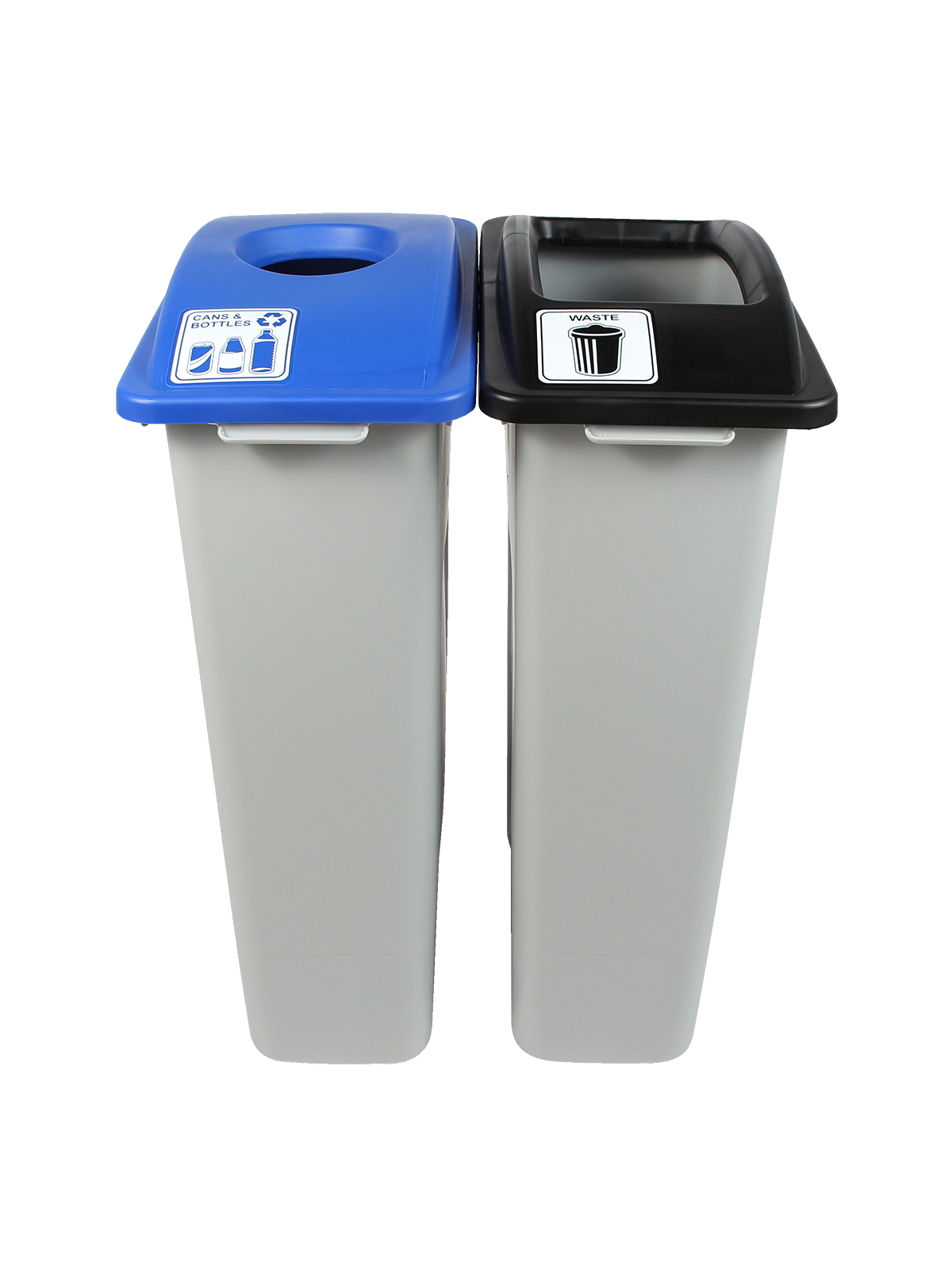 WASTE WATCHER – Double – Kit – Cans & Bottles-Waste – Circle-Full – Grey-Blue-Black