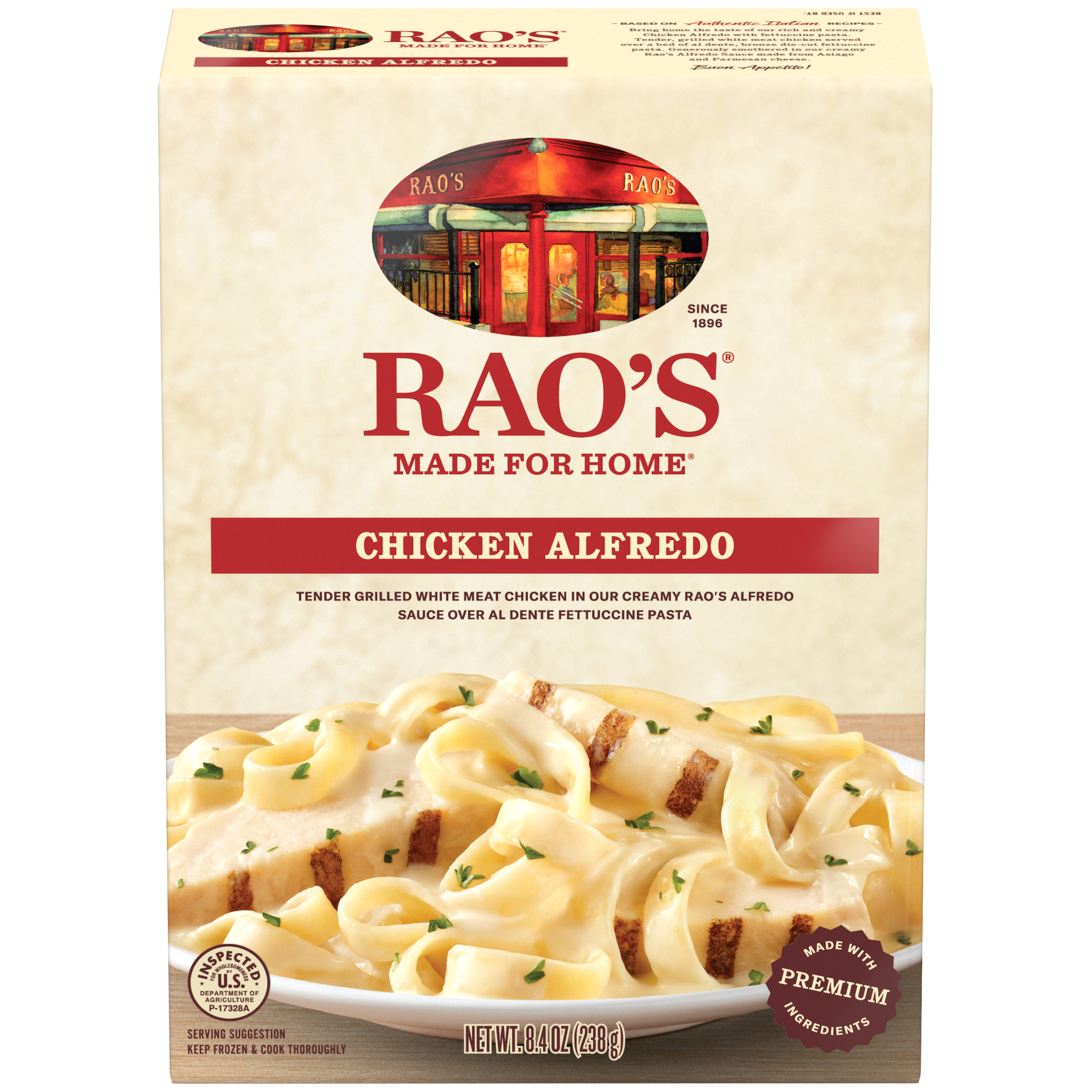 Chicken Alfredo Frozen Meal, 8.4 oz - Back Image