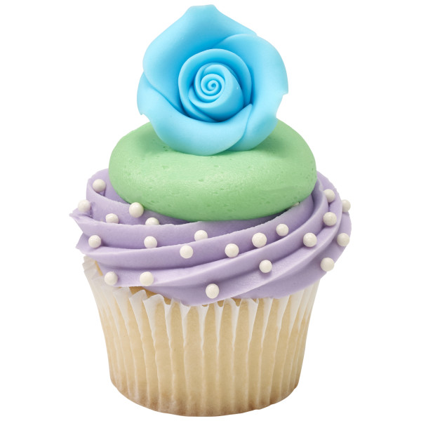 Light Blue 1.5" Rose - Red 3 Free SugarSoft® Premium Edible Decorations