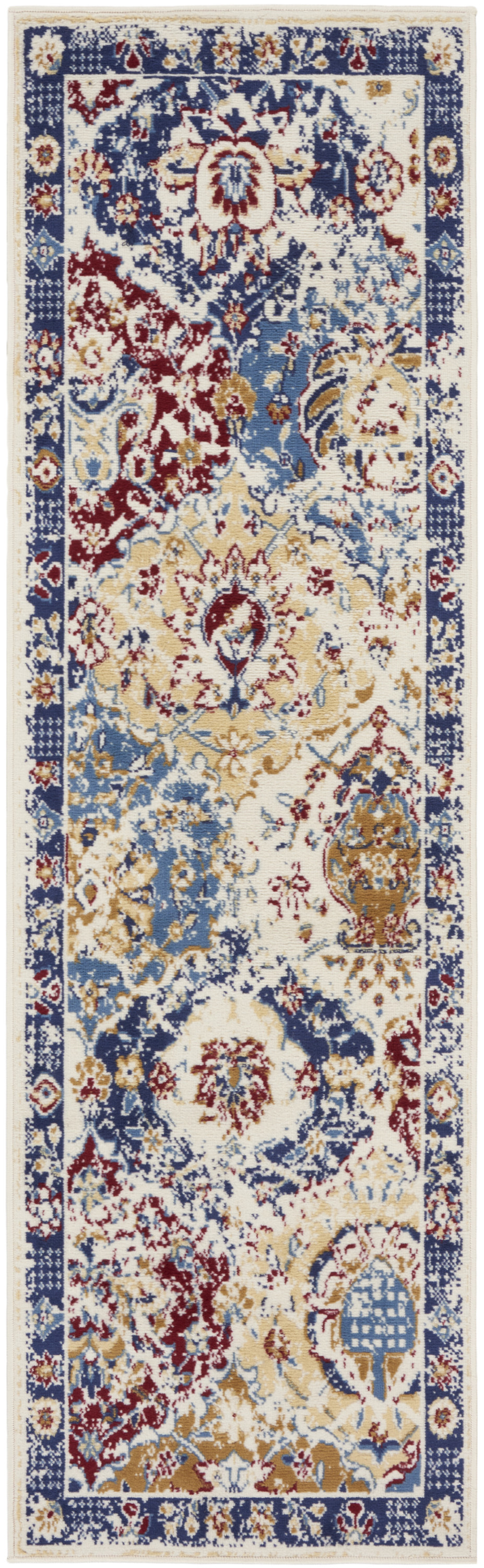Nourison Grafix 2'3" x 10' Blue Multicolor Vintage Indoor Rug