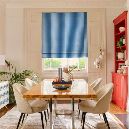 Portofino Stripe Brilliant Blue Roman blind