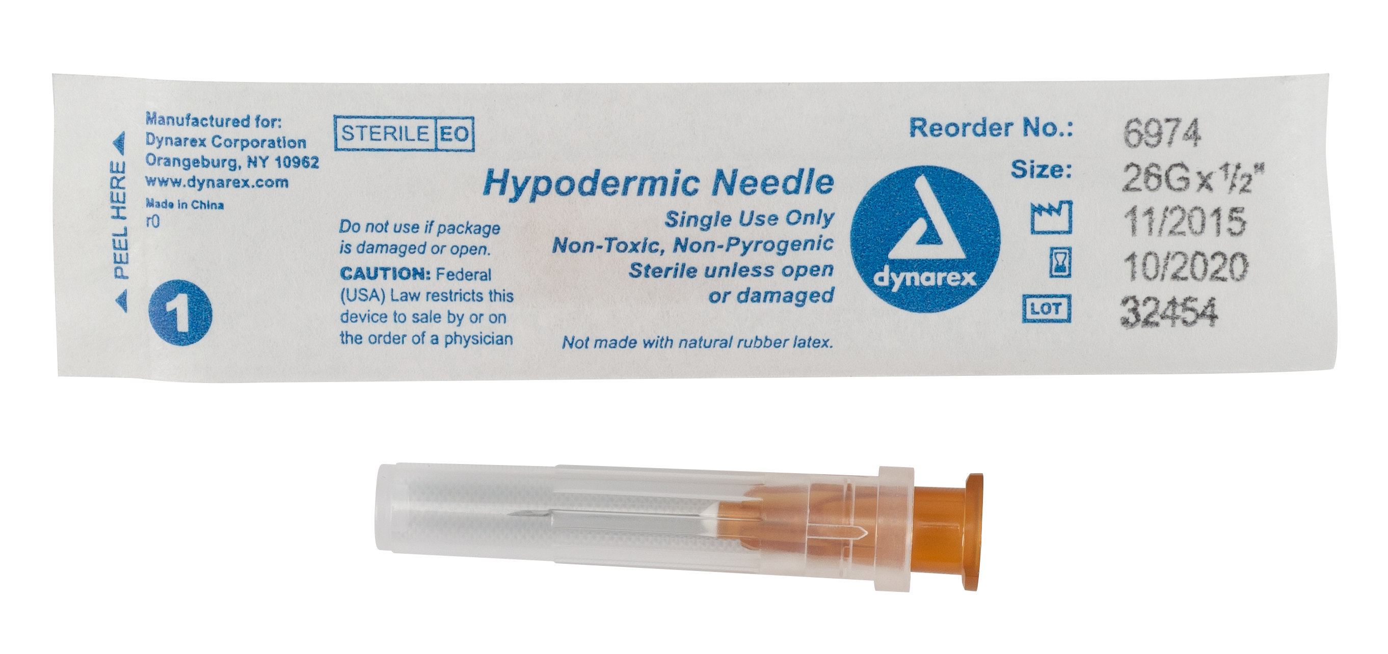 Hypodermic Needle 26G,  1/2