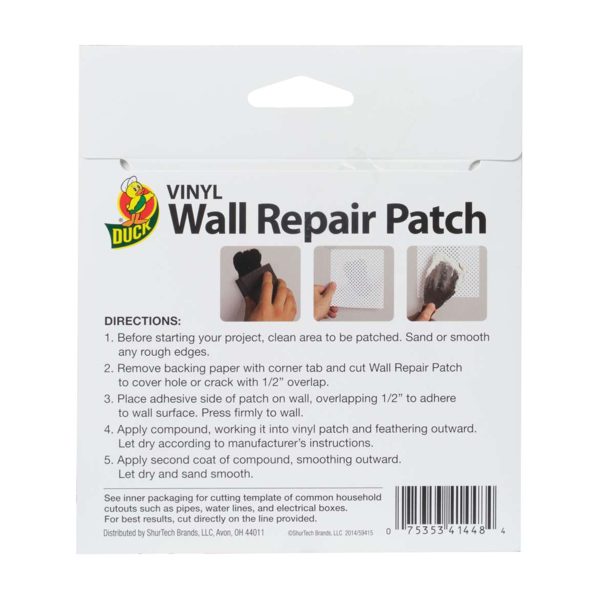 Vinyl Wall Repair Patch White, 5 in. x 5 in. Duck Brand