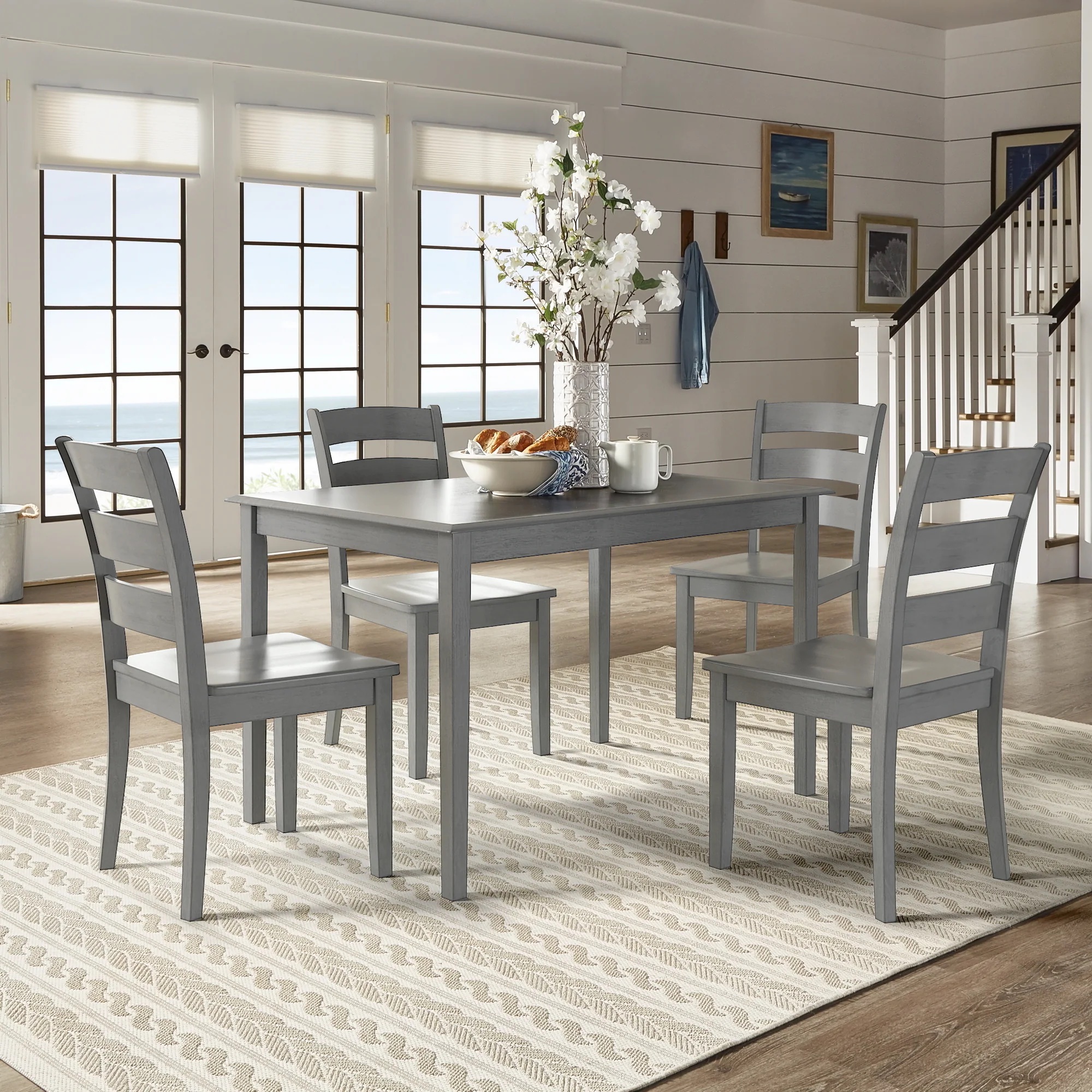 Oak Wood Finish 48-inch Rectangle Dining Set