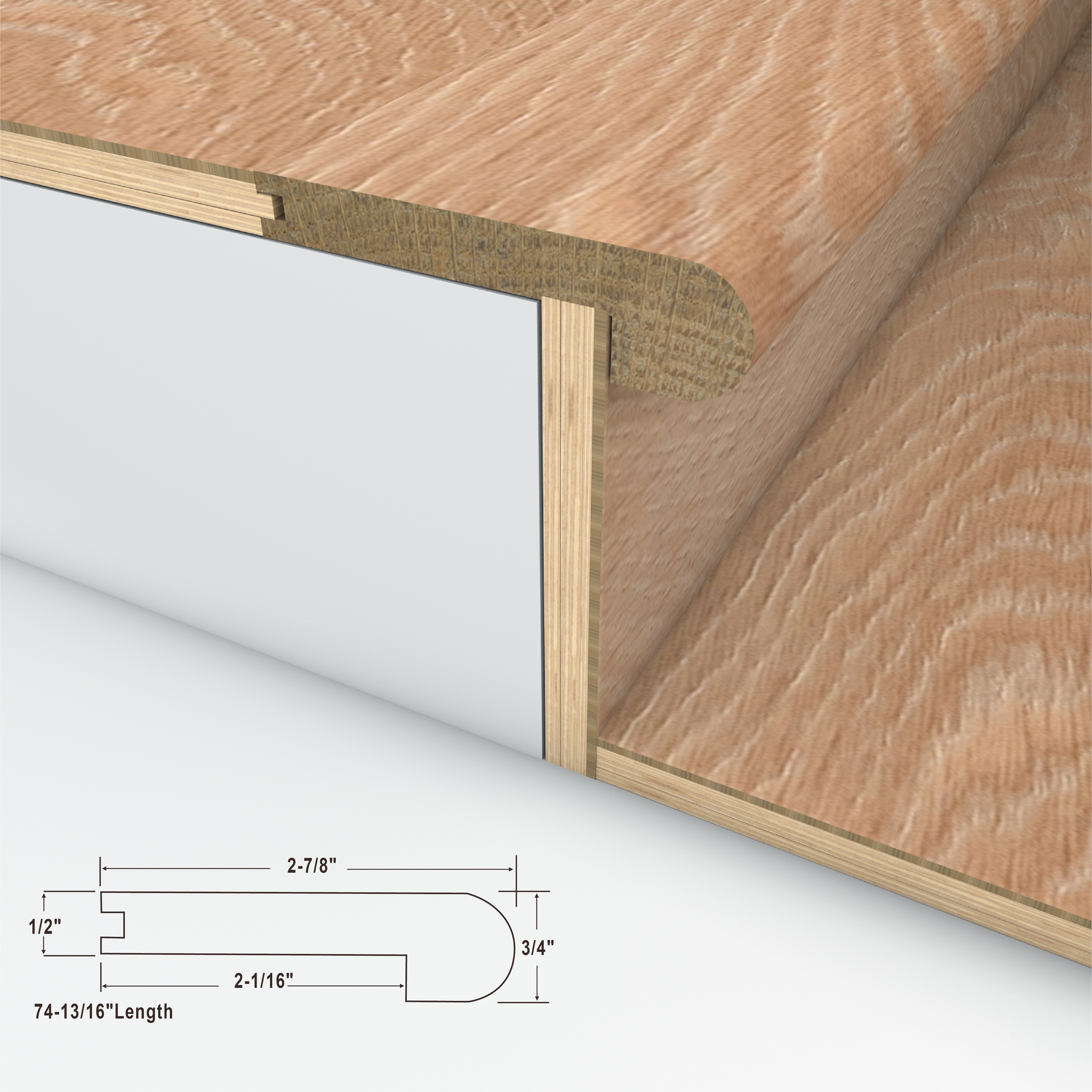 Semillon Surf Cali Hardwoods Stair Nosing Flush view 3