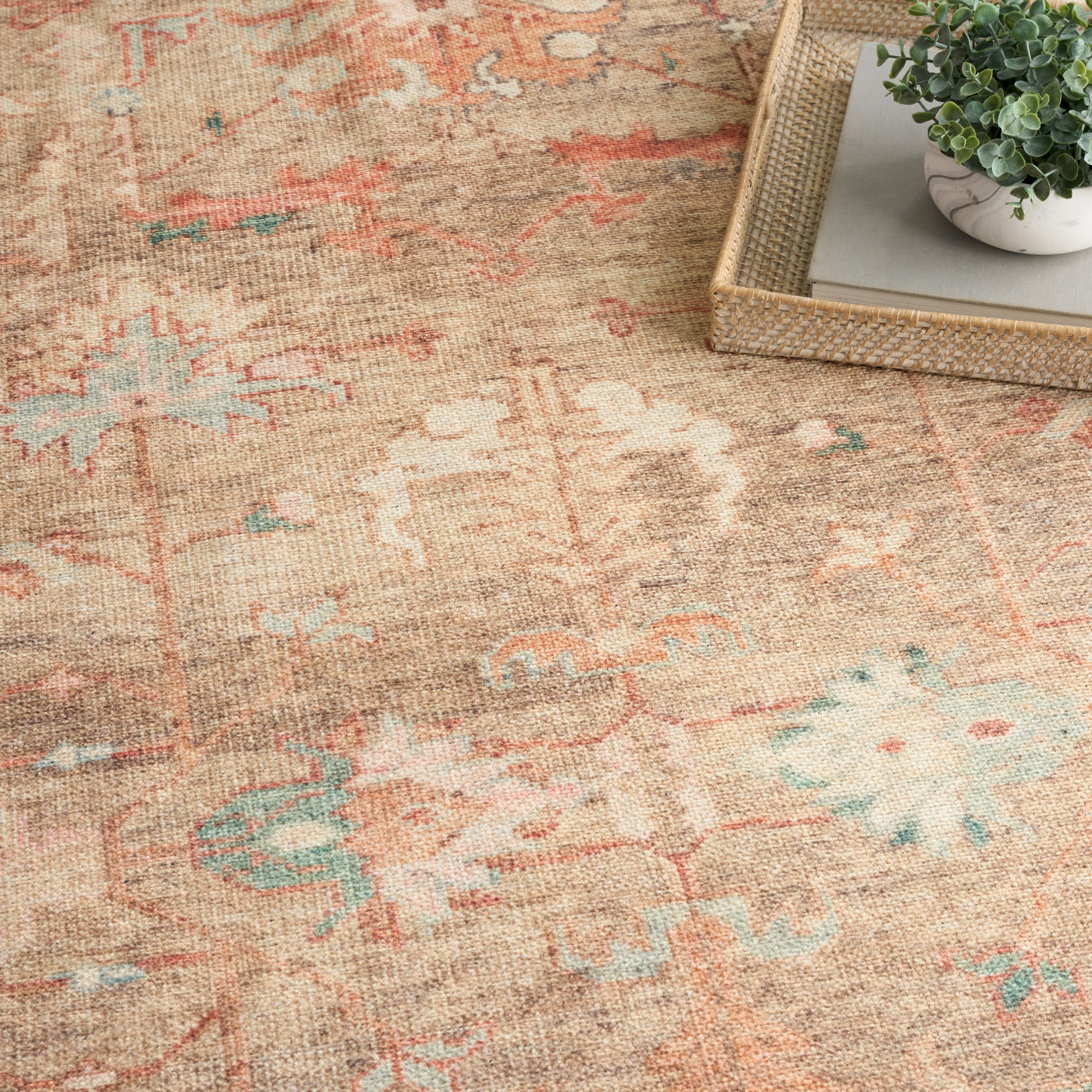 Nourison Vintage Washables 9' x 12' Taupe Multicolor Vintage Indoor Rug