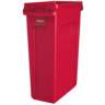 Rubbermaid Commercial, Vented Slim Jim®, 23gal, Resin, Red, Rectangle, Receptacle
