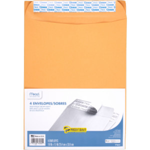 Press-It Seal-It&reg; Envelopes, 10" x 13", Pack of 4