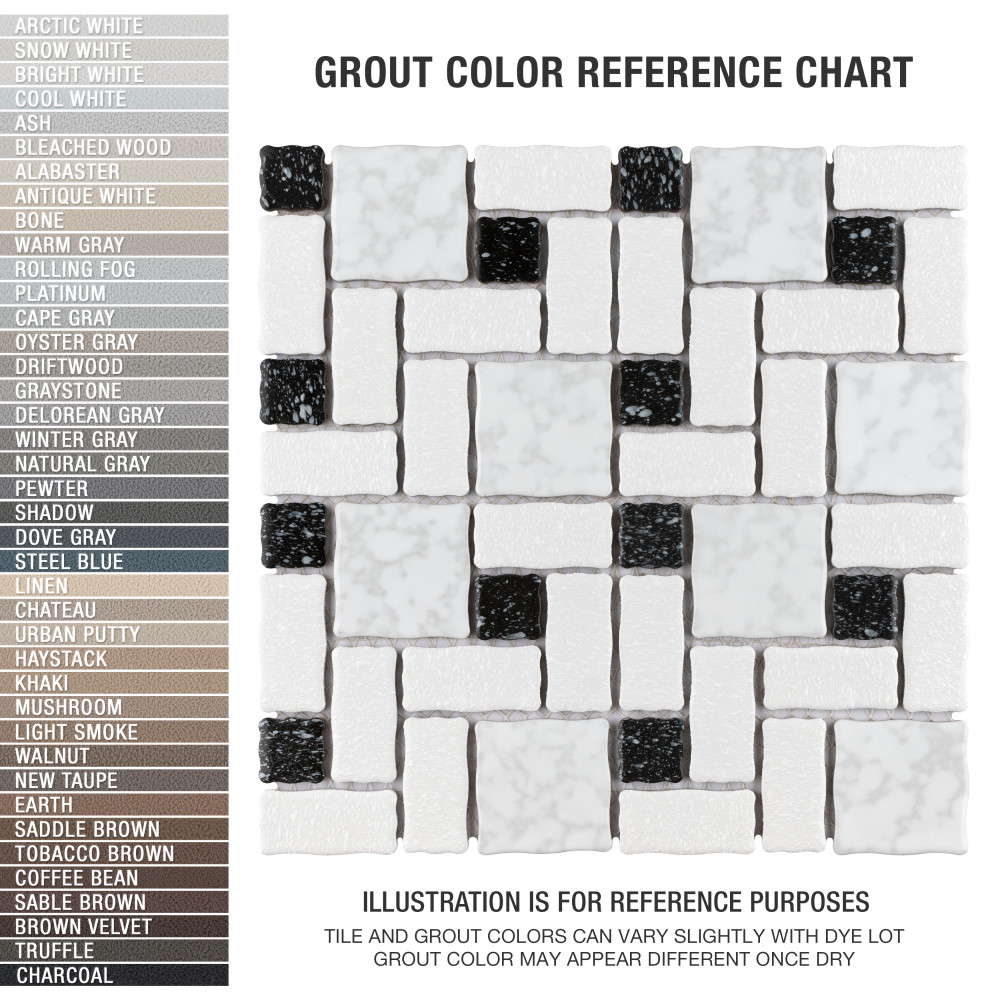 Sample – Academy White and Black Porcelain Mosaic Tile