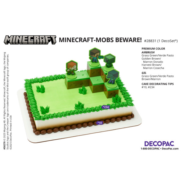MINECRAFT Mobs Beware! Cake Decorating Instruction Card